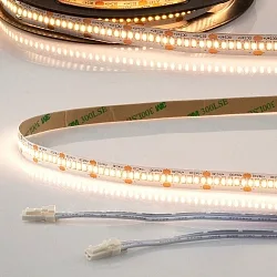 LED CRI930 MiniAMP Flex strip, 24V, 12W, 3000K, both sided 30cm cable with male plug, 500cm