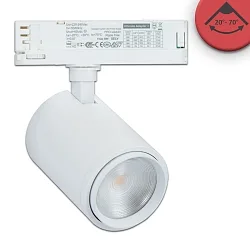 3-faset spot 42W - 20°-70° MEAT ON-OFF omskiftelig, fokuserbar, kardanisk drejning IP20, hvid mat 