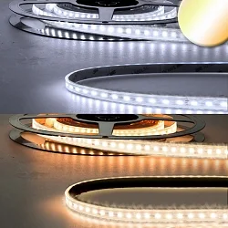 Fuldt silikoniseret LED-strip CRI923/950-FLEX 3-polet, tunable white, vandtæt, med linseoptik hvid