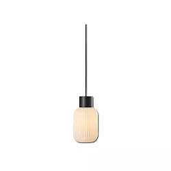 Pendel INFINITY WHITE GLASS SMALL rillet, med åbent kabel, 2-polet E27 IP20, sort dæmpbar