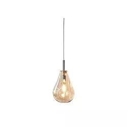 pendant luminaire INFINITY AMBER GLASS with open cable, 2-pole E14 IP20, chrome, glossy dimmable