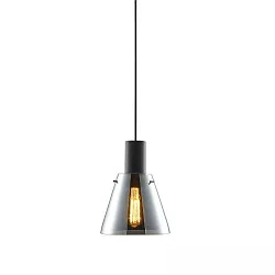 Pendel INFINITY CONCAVE GLASS konisk E27 IP20, røgfarver, sort dæmpbar