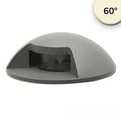 Gulvindbygningslampe 1SIDE 60MM 60° 1-fold, rund IP67, grå, sort 