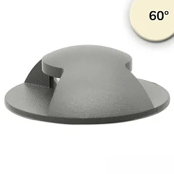 Gulvindbygningslampe 2SIDE 60MM 60° 2-fold, rund IP67, grå, sort 