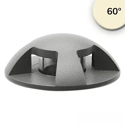 Gulvindbygningslampe 4SIDE 60MM 60° 4-fold, rund IP67, grå, sort 
