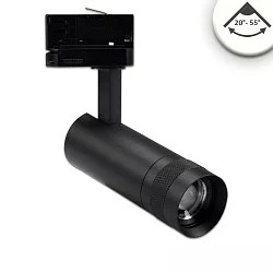 3-faset spot FLEX-SPOT 8W 22-55° PHASE fokuserbar, kardanisk drejning IP20, sort dæmpbar