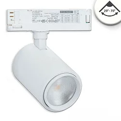 3-phase spot 42W - 20°-70° (DALI) rigid, DALI controllable, focusable IP20, dimmable