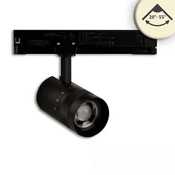 3-phase spot 12W - 20°-55° (DALI) rigid, DALI controllable, focusable IP20, black dimmable