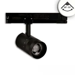 3-phase spot 12W - 20°-55° (DALI) rigid, DALI controllable, focusable IP20, black dimmable