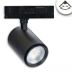 3-faset spot 42W - 20°-70° PHASE DIM fokuserbar, kardanisk drejning IP20, sort mat dæmpbar