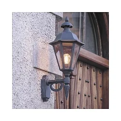 Udendørs wall luminaire PALLAS up, stor E27 IP23, røgfarver, sort