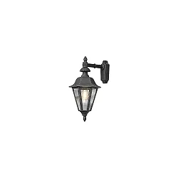 Udendørs wall luminaire PALLAS down, stor E27 IP23, røgfarver, sort