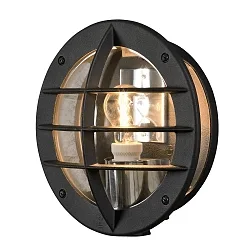 Wall luminaire ODEN, with integrated power plug, E27 max. 60W, clear acrylic glass / black aluminium