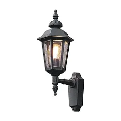 Udendørs wall luminaire PALLAS up, lille E27 IP23, røgfarver, sort