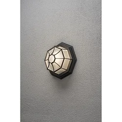 Væg- og Loftlampe 7091 E27 IP23, opal, sort