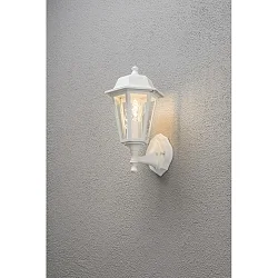 Wall luminaire, 1-flame aufwärts BIG, IP23, E27 max. 60W, E27 max. 60W, white aluminium / clear glass
