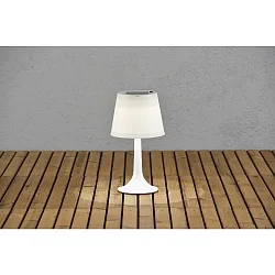 Solar bordlampe ASSISI med afbryder, med skærm IP44, blank, hvid 