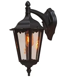 Udendørs wall luminaire FIRENZE down E27 IP43, sort, gennemsigtig