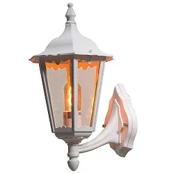 Outdoor wall luminaire FIRENZE UP, E27 max. 100W, white aluminium / clear glass