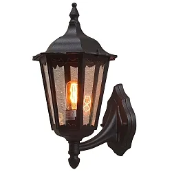 Outdoor wall luminaire FIRENZE UP, E27 max. 100W, black aluminium / clear glass