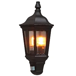 Udendørs wall luminaire FIRENZE med bevægelsesdetektor E27 IP43, sort, gennemsigtig