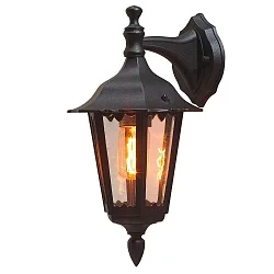 Udendørs wall luminaire FIRENZE down E27 IP43, sort, gennemsigtig