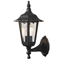 Udendørs wall luminaire FIRENZE E27 IP43, sort, gennemsigtig
