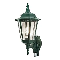 Udendørs wall luminaire FIRENZE med bevægelsesdetektor E27 IP44, grøn, gennemsigtig