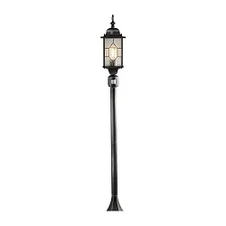 Path luminaire MILANO with motion detector, E27 max. 60W, black/silver, alu / acrylic glass with lead crystal look
