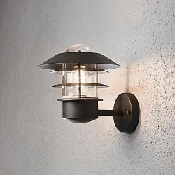 Udendørs wall luminaire MODENA up E27 IP44, sort, gennemsigtig