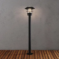 Standerlampe MODENA E27 IP23, sort, gennemsigtig