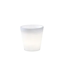 LED beleuchteter Pflanzentopf ASSISI, IP44, 12V, 2.4W 3000K 30lm, with 600cm cable, white plastic, Ø 28cm / H 28cm