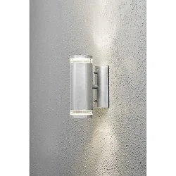 Outdoor wall spot MODENA UP/DOWN SINGLE, 2x GU10 max. 35W, galvanised steel / clear acrylic glass
