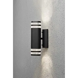 Udendørs wall luminaire MODENA up / down GU10 IP44, sort, gennemsigtig
