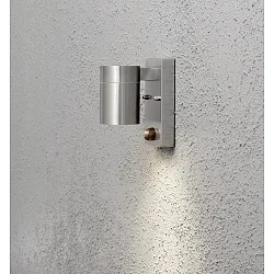 Outdoor wall luminaire MODENA DOWN with motion detector, GU10 max. 35W, stainless steel 304 / clear glass