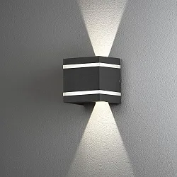 Udendørs wall luminaire CEREMONA up / down IP54, antracit, opal, gennemsigtig 