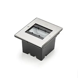 Gulvindbygningslampe firkantet, indbygget version IP65, rustfrit stål, gennemsigtig 