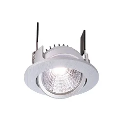 KapegoLED Loftindbygningslampe COB-68-350mA-4000K-rund-flad, børstet sølv