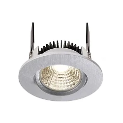 LED Loftindbygningslampe COB-68-350mA-RUND, strøm konstant, 6W, 4000K, 45°, børstet sølv
