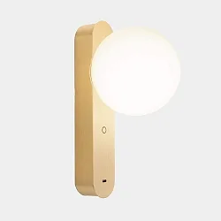 Væglampe PERLINA WALL USB-C med USB tilslutning, CCT Switch, med touch-dæmper IP20, guld mat dæmpbar