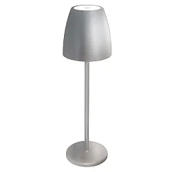 Batteri bordlampe TAVOLA PREMIUM med USB tilslutning, med touch-dæmper, magnetisk montering IP54, sølv dæmpbar