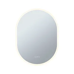 Spejl med belysning MIRRA 60 X 80CM oval, CCT Switch, med touch-dæmper, med varmefunktion IP44, hvid mat dæmpbar