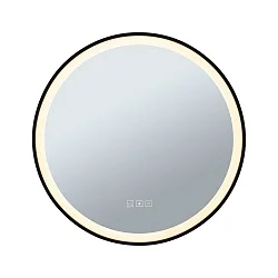 Spejl med belysning MIRRA LED Ø 59CM rund, CCT Switch, med touch-dæmper, med varmefunktion IP44, mat, sort dæmpbar
