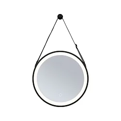 Spejl med belysning MIRO Ø 40CM rund, tunable white, med suspensionssæt IP44, sort mat 