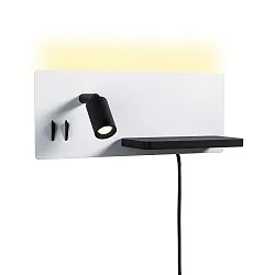 Læselampe SERRA LED med USB tilslutning, højre IP20, sort, hvid dæmpbar