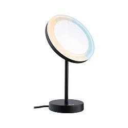 Spejl med belysning MASUA IP44 - 3X ZOOM 3-fold, rund, CCT Switch, med stik, justerbar IP44 / IP20, sort mat 