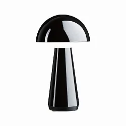 Batteri bordlampe ONZO med USB tilslutning, med touch-dæmper IP44, blank, sort dæmpbar