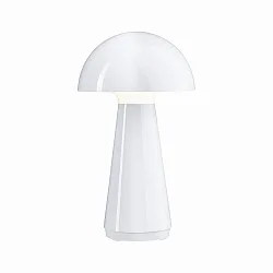 Batteri bordlampe ONZO med USB tilslutning, med touch-dæmper IP44, blank, hvid dæmpbar