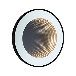 Spejl med belysning MIRO 3D LED INFINITY rund, tunable white IP44, sort mat dæmpbar