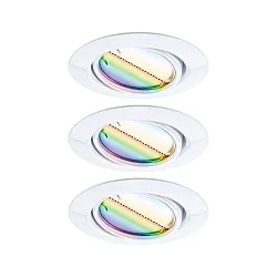 Indbygningslampe BASE COIN LED svingbar, sæt med 3, RGBW, ZigBee styrbar LED IP20